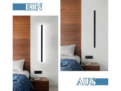 NETTLIFE Set de 2 apliques de pared para interior negro 100CM aplique de pared moderno pasillo 32W