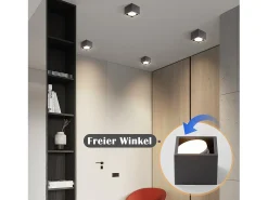 NETTLIFE Spot LED Luces de techo Negro GX53 MAX.5W Foco giratorio cuadrado para cocina Sala Comedor Pasillo
