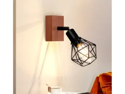 NETTLIFE Spot Lámpara de techo Madera negra E14 Metal vintage Giratorio 350°Máx. 40 W para pasillo salón dormitorio cocina