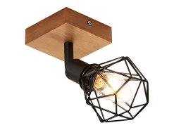 NETTLIFE Spot Lámpara de techo Madera negra E14 Metal vintage Giratorio 350°Máx. 40 W para pasillo salón dormitorio cocina