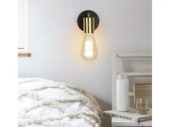 NETTLIFE Stop Lámpara de Pared Vintage E27 Negro Dorado Retro para Ajustable Moderno para Cocina Pasillo Mesita de Noche Sala de Estar o Dormitorio