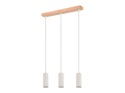 NETTLIFE Suspensión 3 ampollas, lámpara de comedor de madera - lámpara colgante vintage GU10.