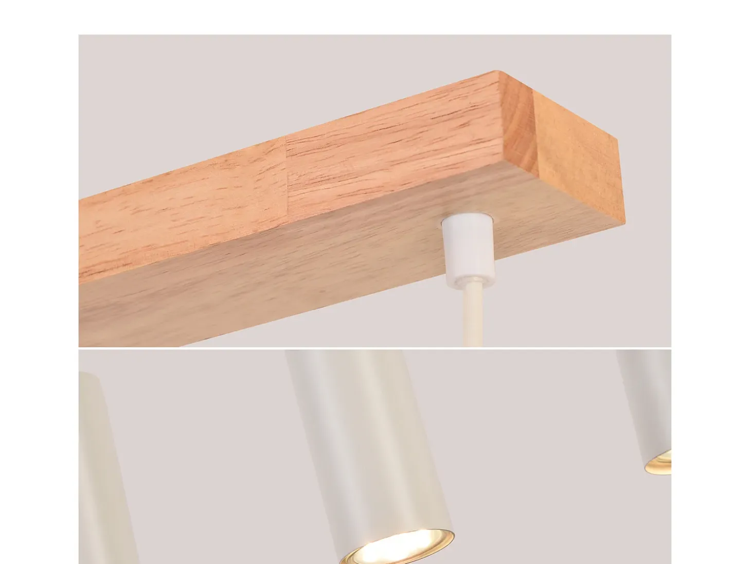 NETTLIFE Suspensión 3 ampollas, lámpara de comedor de madera - lámpara colgante vintage GU10.