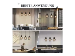 NETTLIFE Suspensión con 3 llamas, suspensión metálica industrial negra, LED E27, metálica.