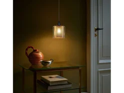 NETTLIFE Suspensión de lámpara de mesa de estilo vintage - 1 bombilla E14 Máx. 40W, retro, metal y vidrio negro, de estilo industrial.