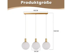NETTLIFE Suspensión E27 o Lámpara de suspensión de 3 focos Ajustable en altura. Lámpara de suspensión moderna.