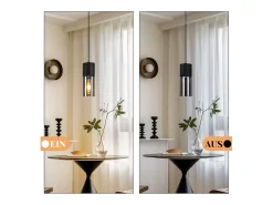 NETTLIFE Suspensión lámpara de suspensión negra E27 para cocina, vidrio negro, metal, 1 bombilla industrial moderna