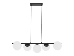 NETTLIFE, Suspensión negra E27, lámpara de techo de vidrio, lámpara de 5 llamas para comedor moderna de 150 cm.