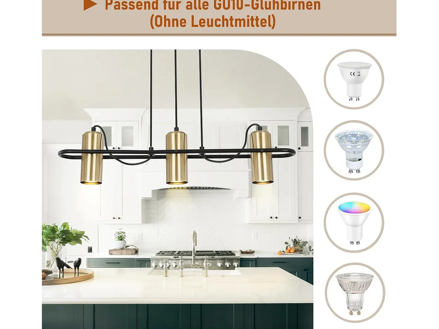 NETTLIFE Suspensión Vintage de 3 Llaves para Comedor. Lámpara de Techo con Diseño Industrial GU10.