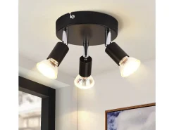 NETTLIFE Techo de 3 Focos GU10 de Metal Negro Orientable Estilo Industrial para Interior Cocina Salón Dormitorio