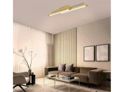 NETTLIFE Techo luminoso LED, madera clara de 90 cm, 3000 K, blanco cálido, lámpara de diseño retro para el dormitorio, para salón, dormitorio, pasillo, comedor.