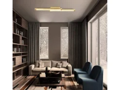 NETTLIFE Techo luminoso LED, madera clara de 90 cm, 3000 K, blanco cálido, lámpara de diseño retro para el dormitorio, para salón, dormitorio, pasillo, comedor.