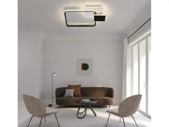 NETTLIFE Techo luminoso LED, 45 * 41 cm, 46 vatios, intensidad variable, 3000 - 6000 Kelvin, lámpara negra con diseño para dormitorio, oficina y cocina.