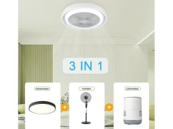 NETTLIFE Ventilador de techo con iluminación LED y mando a distancia - Lámpara de techo moderna, silenciosa, regulable, 5 aspas