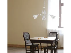 Olga - Lámpara de araña blanca con cristal alabastro y acabado plata antigua, 3 luces Ø60 cm