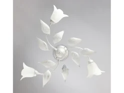 Olga - Lámpara de techo blanca con cristal alabastro y acabado plata antigua, 3 luces Ø67 cm