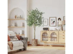 Oliva artificial 120 cm en macetas, plantas artificiales extraíbles, decoración de plantas verdes falsas, para interior al aire libre