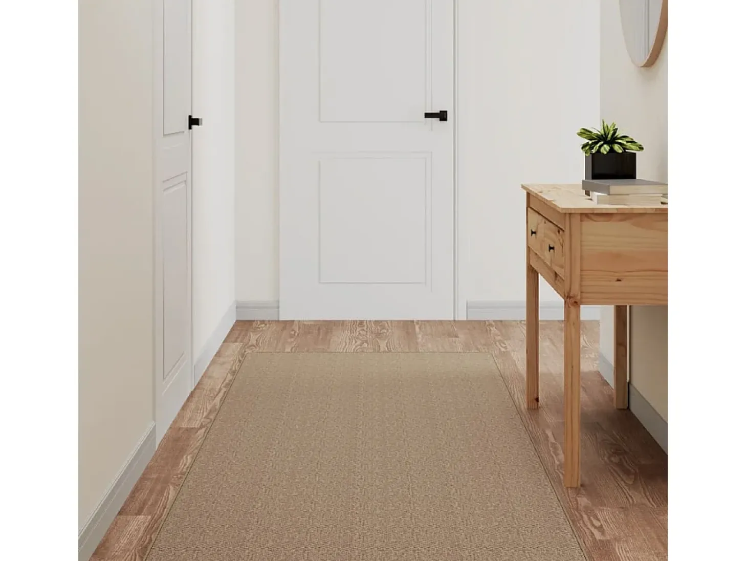 Overijse Alfombra de pasillo con aspecto de sisal color arena 80x200 cm