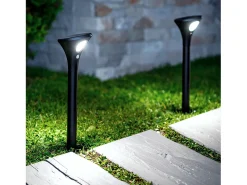 Pack 2 Balizas Solar Exterior LED con Pincho Pie 60cm con Detector de Movimiento 6000K Blanco Frío