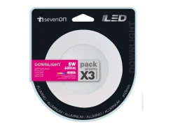 Pack 3 Downlight LED Ultraslim Empotrable Redondo 8W 600lm Ø10,5cm 4000K Blanco 7hSevenOn