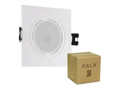 Pack 3 Focos Downlight GU10 6W Corte Ø 75-85 mm No Flicker 3000K Blanco Cálido