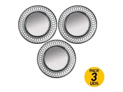 Pack de 3 espejos estilo clásico plata Ø24 cm