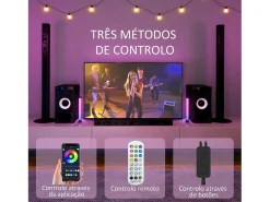 Pack de 2 lámparas Flow Homcom luz LED Bluetooth blanco 32,5x6x6 cm