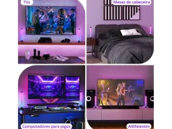 Pack de 2 lámparas Flow Homcom luz LED Bluetooth blanco 32,5x6x6 cm