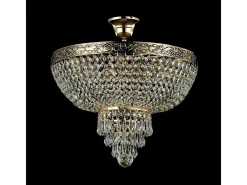 Palace Plafón Semi Empotrado Oro Antiguo & Cristal, 5 Luces, E27