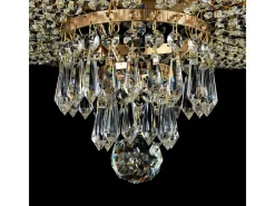 Palace Plafón Semi Empotrado Oro Antiguo & Cristal, 5 Luces, E27