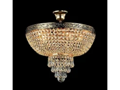 Palace Plafón Semi Empotrado Oro Antiguo & Cristal, 5 Luces, E27
