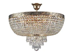 Palace Plafón Semi Empotrado Oro Antiguo & Cristal, 6 Luces, E27