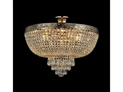 Palace Plafón Semi Empotrado Oro Antiguo & Cristal, 6 Luces, E27