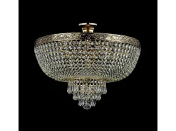 Palace Plafón Semi Empotrado Oro Antiguo & Cristal, 6 Luces, E27