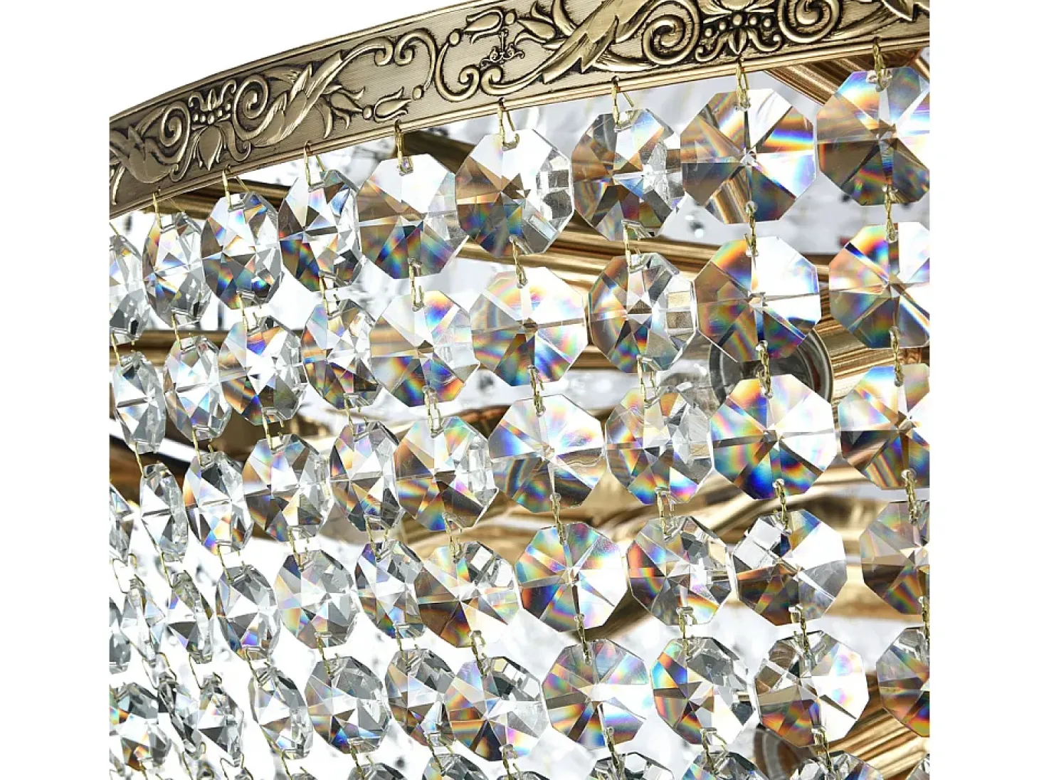 Palace Plafón Semi Empotrado Oro Antiguo & Cristal, 18 Luces, E27