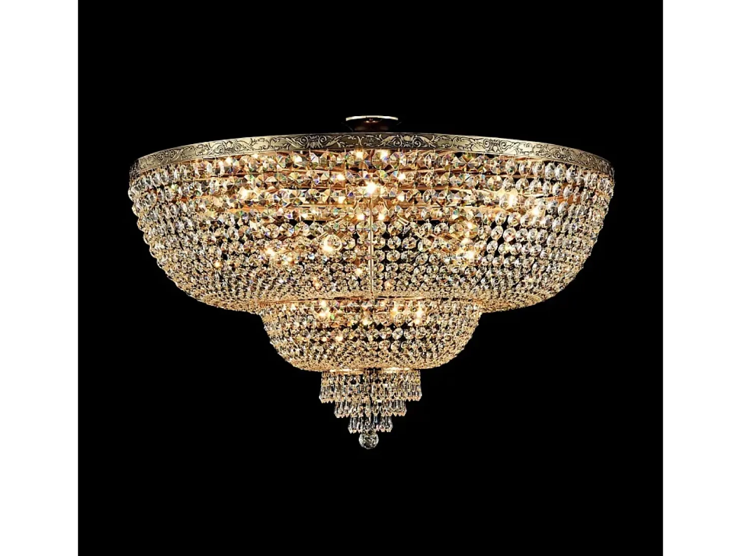 Palace Plafón Semi Empotrado Oro Antiguo & Cristal, 18 Luces, E27