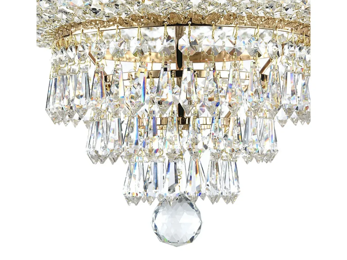 Palace Plafón Semi Empotrado Oro Antiguo & Cristal, 18 Luces, E27