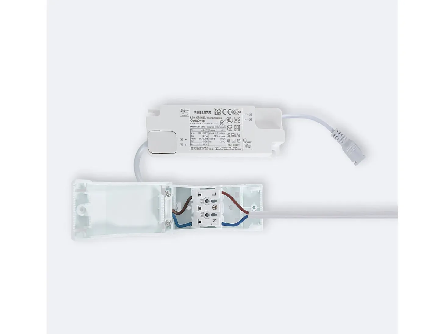 Panel LED 60x60 cm 40W 4000lm con Caja de Conexiones Rápidas y Cable de Seguridad 6000K PHILIPS Certadrive Individual Blanco Frío