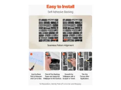 Papel Pintado Adhesivo de Pared SucceBuy, 45 cm x 10 m, Rollo de Papel Pintado Autoadhesivo en Vinilo, Motivo Ladrillo Gris, para Revestimiento de Pared