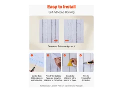 Papel Pintado Adhesivo de Pared SucceBuy, 45 cm x 12 m, Rollo Papel Pintado Autoadhesivo en Vinilo, Motivo Textura Madera Blanca, para Revestimiento de Pared