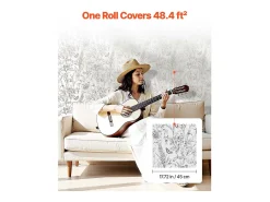 Papel Pintado Adhesivo de Pared SucceBuy, 45 cm x 10 m, Rollo Papel Pintado Autoadhesivo Vinilo, Motif Floral Botánico Blanco, Impermeable