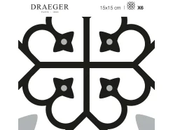 Pegatinas de azulejos 15 X 15 cm - Motivos floral en blanco y negro