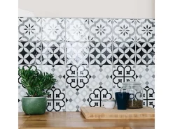 Pegatinas de azulejos 15 X 15 cm - Triángulos gris y blanco
