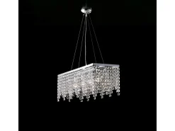 Penélope Suspensión en latón y hierro cromado 4 luces con pedrería L.71 X 30 BL31-4-CR