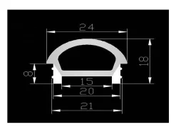 Perfil Neón SFLEX 24x18 Superficie Semicircular Curva Vertical para Tira LED IP20 hasta 15 mm 2 m
