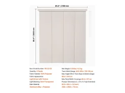 Persiana de Paneles SucceBuy con Riel Extensible, 116-218 cm de Ancho, Panel Japonés Vertical Ajustable hasta 243 cm de Altura, Marrón Claro