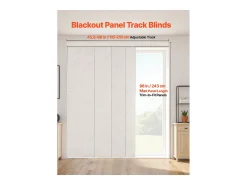 Persiana de Paneles SucceBuy con Riel Extensible, 116-218 cm de Ancho, Panel Japonés Vertical Ajustable hasta 243 cm de Altura, Gris Claro