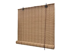Persianas enrollables de bambú 2 uds Marrón 120x220 cm