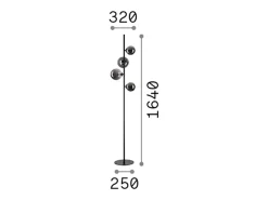 Piantana Contemporanea Perlage Metallo Nero 4 Luci G9 3W 3000K Luce Calda