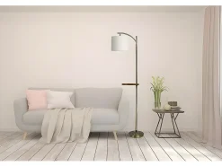 Pie Salon Con Mesita Aux. Seda Cuero 1 Luz